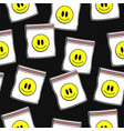 smile face in plastic zip bag hand drawn vector image vector image