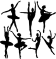 ballet female dancers silhouettes vector image