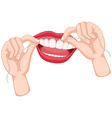 Flossing teeth on white background Royalty Free Vector Image