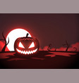 silhouette scary pumpkin zombie hand on moon vector image vector image