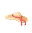 straw hat for summer travel isolated sun vector image