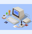 retro devices isometric background vector image