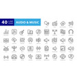 music web icon set - outline thin line vector image
