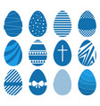 set twelve easter eggs in flat geometric style vector image