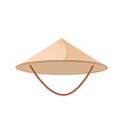 straw asian conical or rice hat with strap vector image