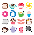 breakfast food icons set - toast eggs vector image vector image