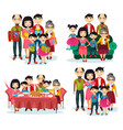 family portrait with parents and children on sofa vector image