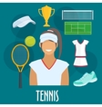 tennis sport equipment and outfit elements vector image vector image