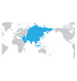 asia continent blue marked in grey silhouette vector image vector image