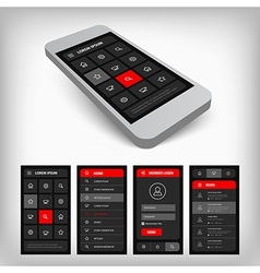 Red cafe menu ui ux gui screen for mobile apps Vector Image