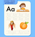alphabet tracing worksheet with letter vector image