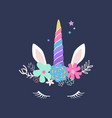 cute unicorn modern magical greeting card poster vector image vector image
