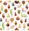 cartoon nuts and beans in sport seamless pattern vector image