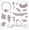 set of floral design elements vector image vector image