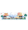 people visiting street food festival vector image