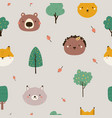 seamless pattern with cute animal faces - bear vector image vector image