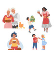 family easter celebration scene set vector image