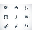 black paris icons set vector image vector image