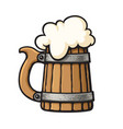 cartoon old wooden beer mug with foam design vector image