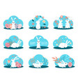 easter stickers set with bunnies vector image vector image