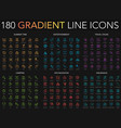 180 trendy gradient style thin line icons set vector image