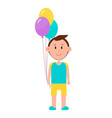cheerful boy with color balloons bright picture vector image