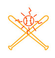 crossed baseball bat and ball monoline vector image