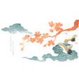 chinese cloud decorations with blue watercolor vector image vector image