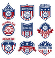american volleyball team labels design elements vector image