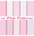 pink different seamless patterns vector image vector image