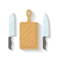 flat kitchen cooking tools cutting board vector image