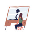 person looking at true self in mirror reflection vector image vector image