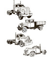 retro truck set monogram black sketch vector image vector image