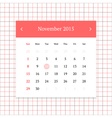 calendar page for november 2015 vector image vector image