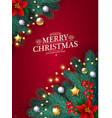 merry christmas design template with realistic fir vector image