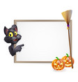 witch cat halloween sign vector image