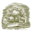 woodcut ship vector image vector image