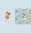 seamless doodle fairy girl holding vector image vector image