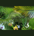 tropical background with photorealistic vegetation vector image
