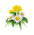 3d yellow diasy cornflower elegant bouquet vector image vector image