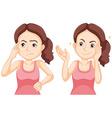 girl before and after having pimple on her face vector image