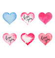 watercolor hearts for st valentine s day vector image vector image