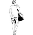 adult guy athlete with a sports bag vector image vector image