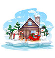 snowy day with santa claus on sledge vector image