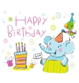 birthday elephant and a parrot vector image vector image