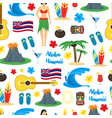 cartoon symbol of hawaii seamless pattern vector image