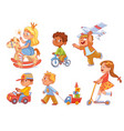 kids in kindergarten play with toys vector image