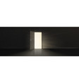 open door with bright light behind in dark room vector image