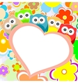 owls flowers and valentines heart vector image