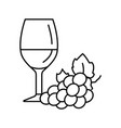 glass wine red grapes line icon vector image